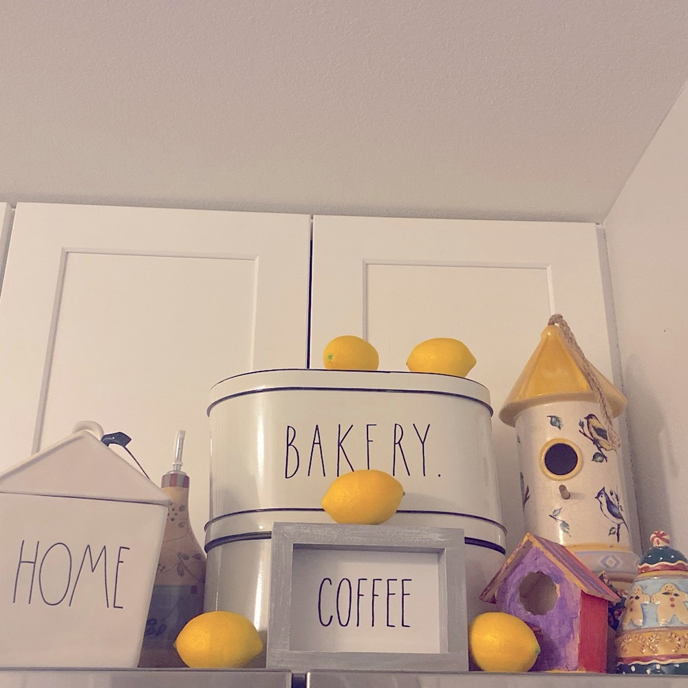 Rae Dunn Bakery Tin Creme and Black Cannister